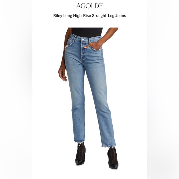 Agolde Riley Long High-Rise Straight-Leg Jeans | Size 30 (8-10) - Picture 1 of 8